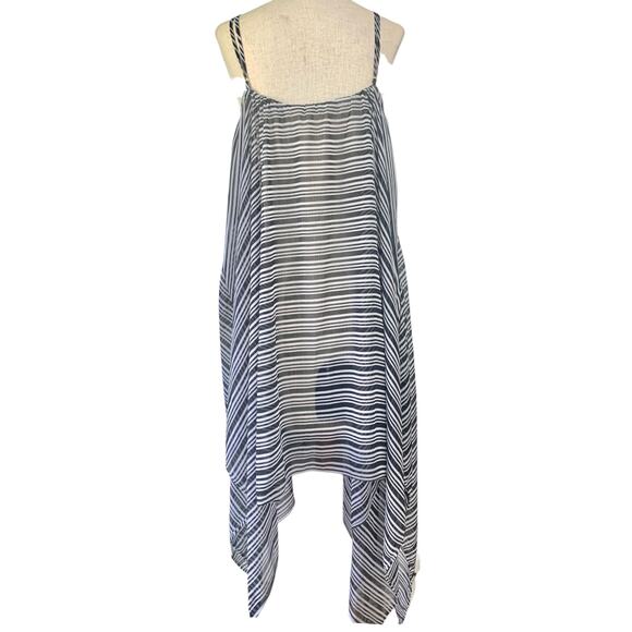 Handkerchief Style Women Dress Striped Sleeveless Swimsuit Bathing Suit Cover Up - Picture 3 of 11